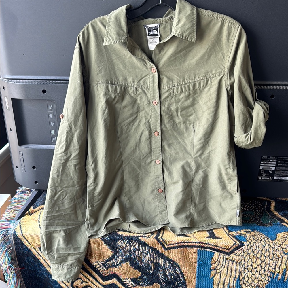The North Face olive green button down - L